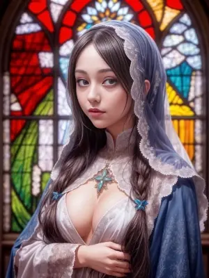 ステンドグラスと少女