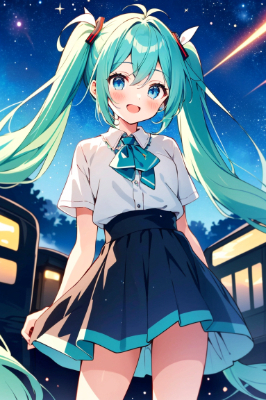 星の列車とミク2