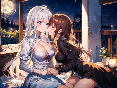 月夜の2人