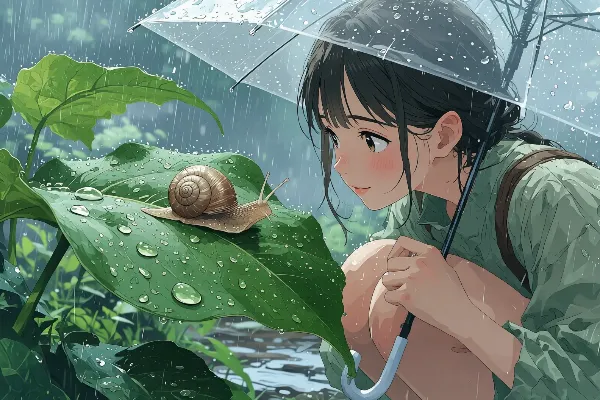 雨の森で出会った小さな旅人
