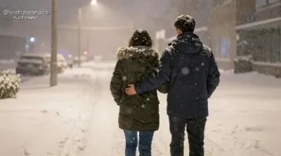 寒さを分かち合う二つの影👥