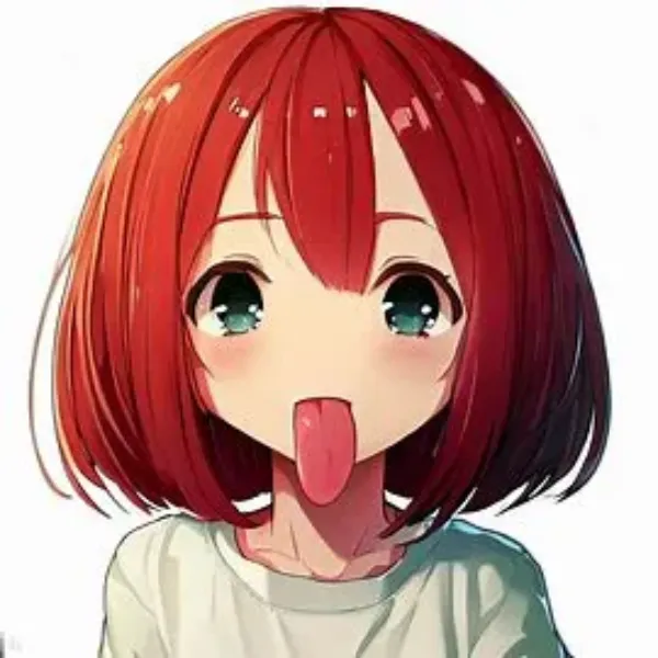 ボブヘア赤髪少女の舌出し