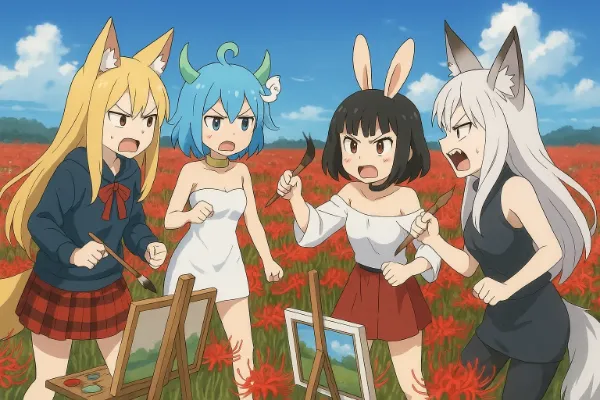 キャンバスを表裏逆にしてなんかよくわからなくなって焦る多種族