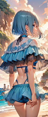 夕暮れの青髪さん