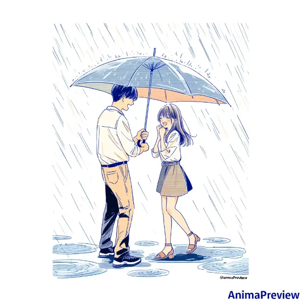 雨傘の甘い瞬間