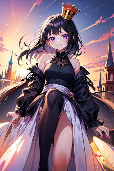 【R15】王冠をかぶった、黒髪セミロング女性＊(15枚)