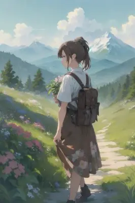 花を摘みながら