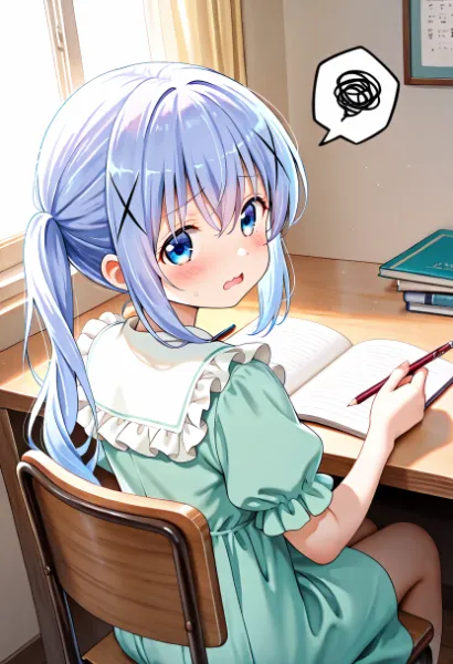 宿題で忙しいチノちゃん