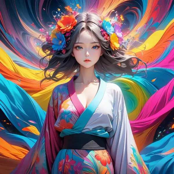 虹色の花冠を纏う少女