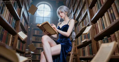 月夜の魔法図書館｜美しき白髪の魔導士と宙を舞う古書たちの幻想ファンタジー