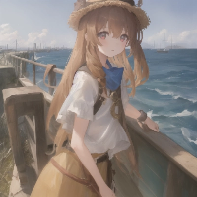 海辺にて待ち人探す少女