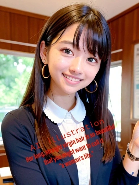 プロンプト公開／学校の“カワイイ”先生はロングヘア