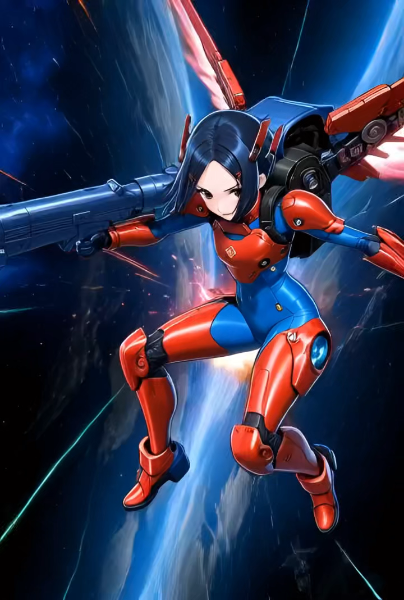 紅き翼の宇宙戦士、星々を駆け抜ける(動画)