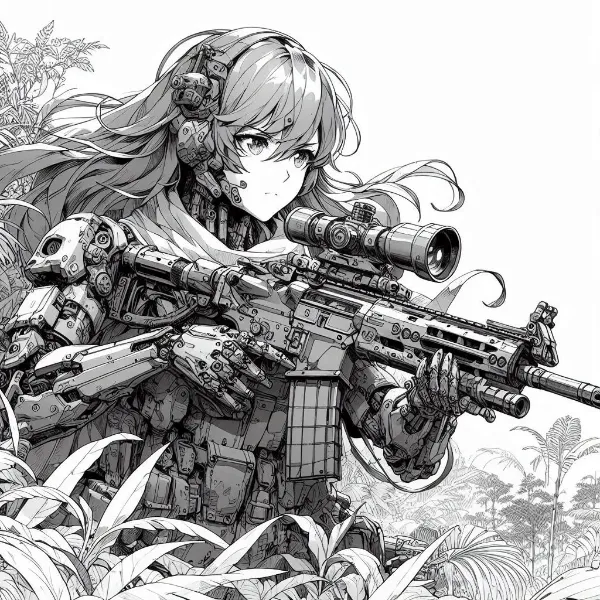ジャングルの機械少女、狙撃の瞬間