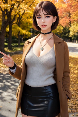 紅葉と美女