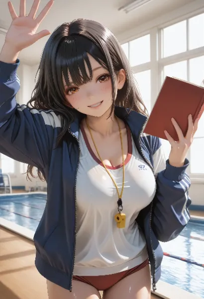 笑顔満点な水泳部のマネージャー