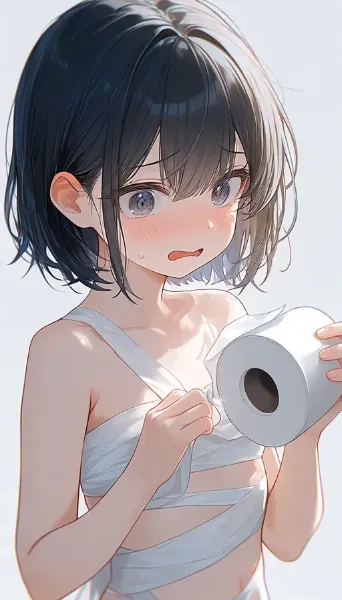 トイレットペーパーに包まれた少女