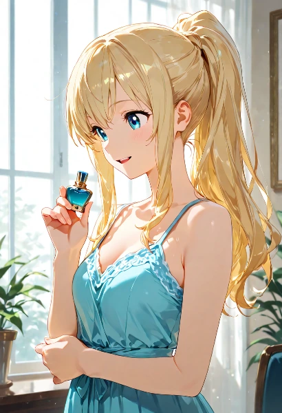 朝の秘密の香りに微笑む少女