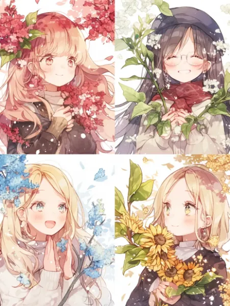 花に彩られた少女たち。