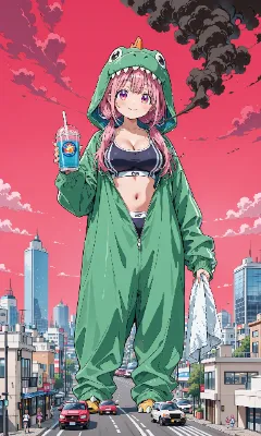 休憩中の恐竜少女