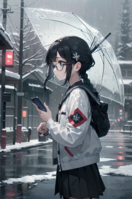 降り出した雪