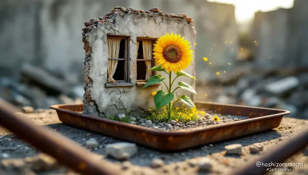 廃墟と花のジオラマ - Ruins and Flower Diorama