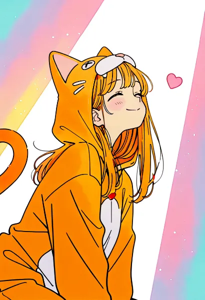 虹色の夢に包まれた猫耳少女