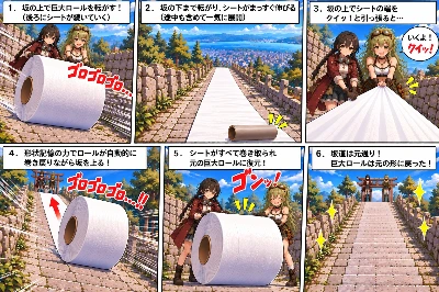巨大なトイレットペーパーが転がる罠と見せかけて・・・