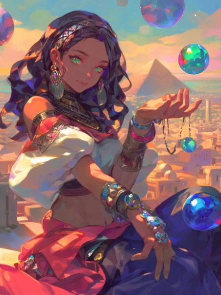 No.1034 ピラミッドのある砂漠✕ビー玉と女の子