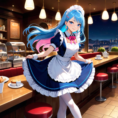 夜のカフェ