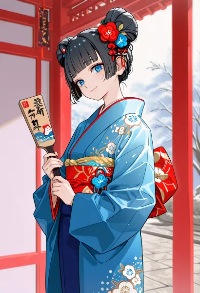 雪舞う神社で恋の予感