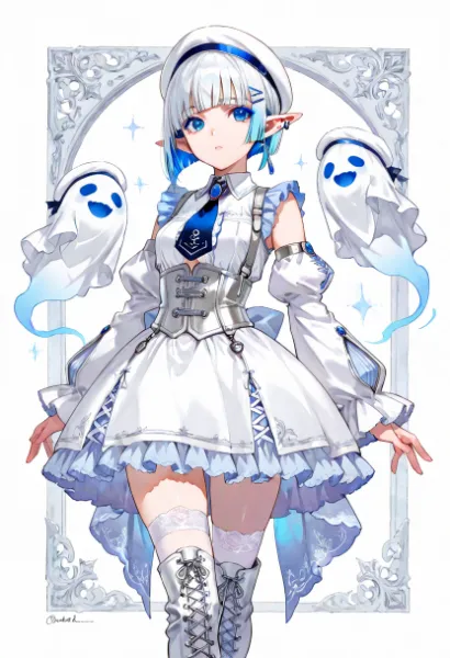 白いドレスの少女と幽霊の仲間たち