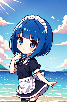 夏の青髪店員さん