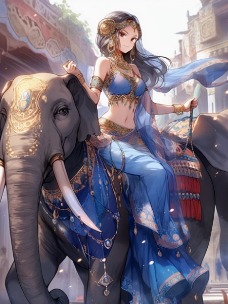 象に乗る南国の姫