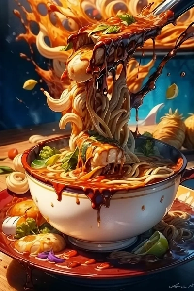 飛び散るカレーうどん