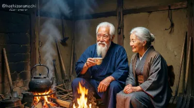 古民家の囲炉裏端で語らう炎に照らされた時間