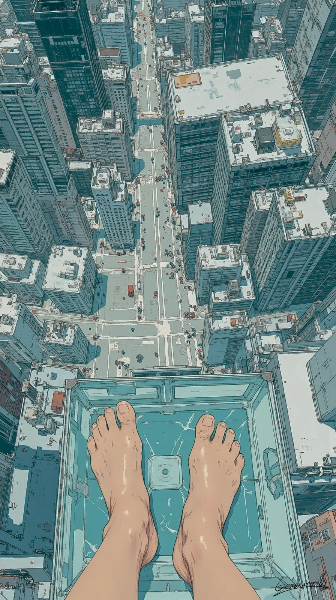 この景色、ガラス一枚のスリル／スマホ壁紙アーカイブ