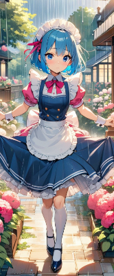 雨の中