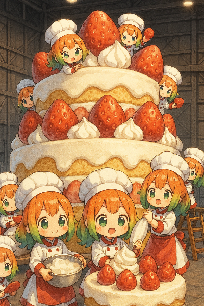 いちごケーキのちびシェフたち