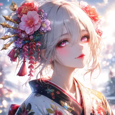 光に輝く花冠の銀髪少女
