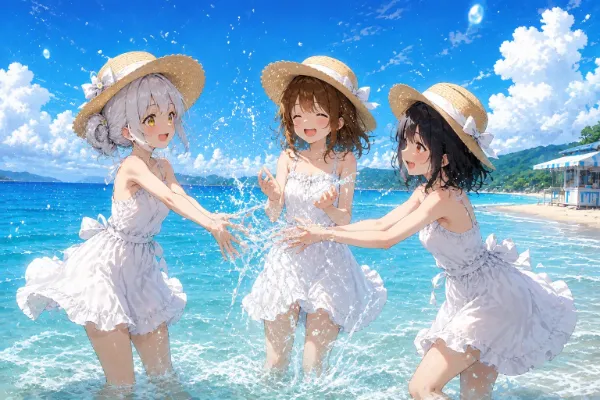 「凄く気持ちいいね～♪...あ、やったな～、それ～！」
