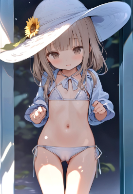 照りつける日差しと水着少女