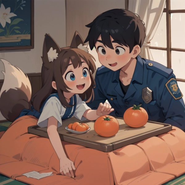 斎藤さんとコン子・こたつミカン