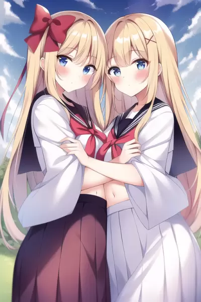 巫女服制服の双子の姉妹です。