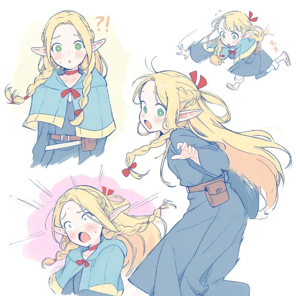 金髪エルフの驚き表情