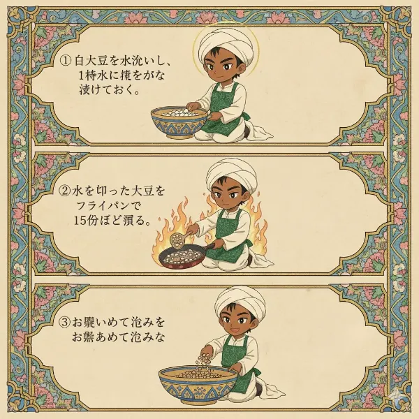 福豆をこしらえる。