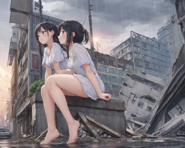 都市型廃墟のにわか雨