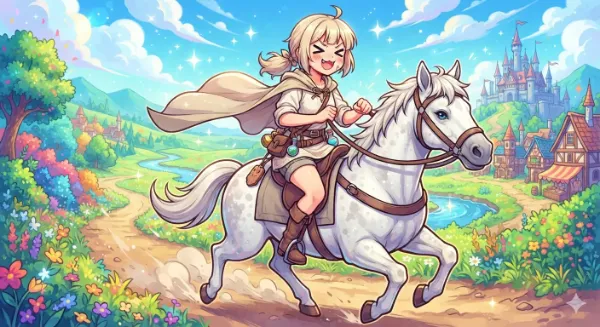 馬を駆る騎士見習い