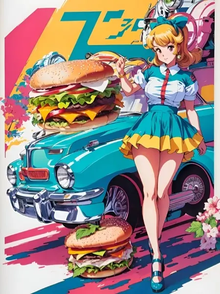 レトロなハンバーガーのポスター