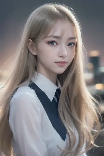 夕暮れに佇む金色の髪の少女